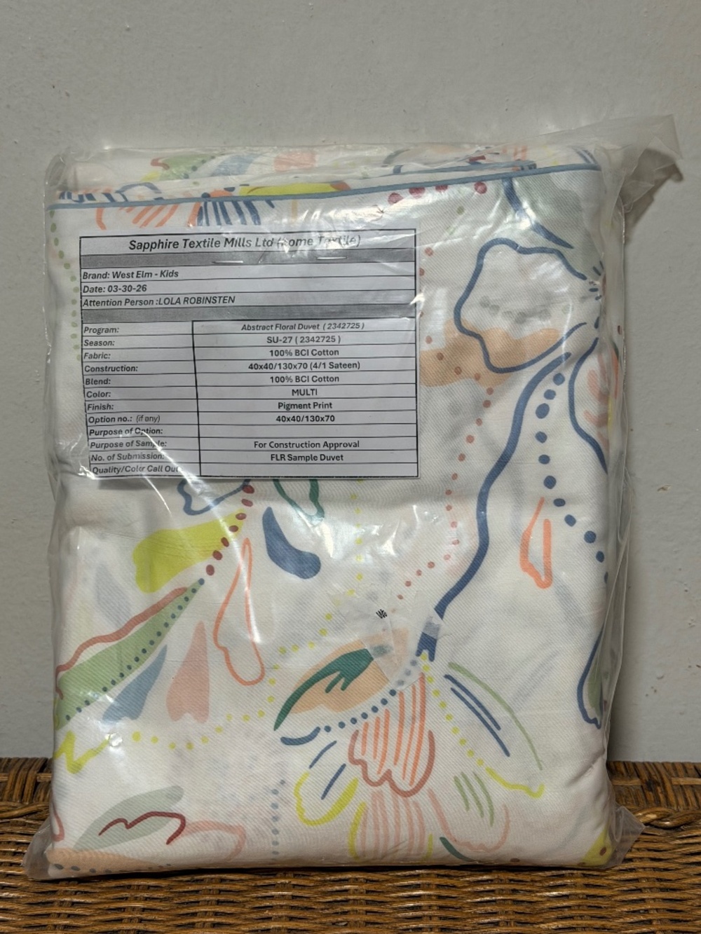West Elm Lola Robinsten Duvet. Sz. 40"x40"